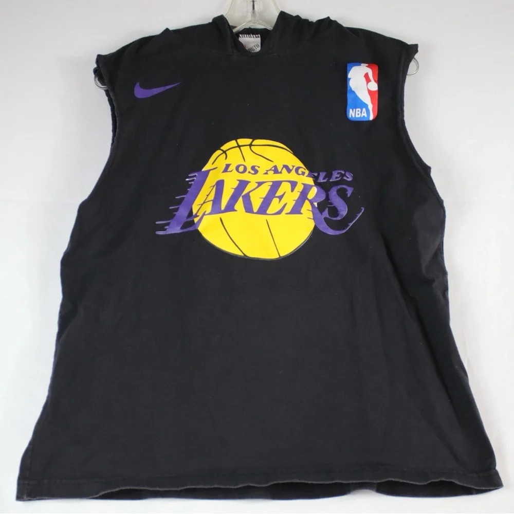 Nike NBA Los Angeles Lakers Black‎ LeBron James Cut Off Sleeves T-Shirt w/ Hood